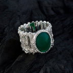 Green Onyx Solitaire African 92.5 Silver Green Gems Edgy Armor Band Jewelry