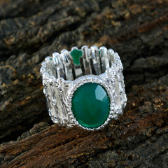 Green Onyx Solitaire African 92.5 Silver Green Gems Edgy Armor Band Jewelry