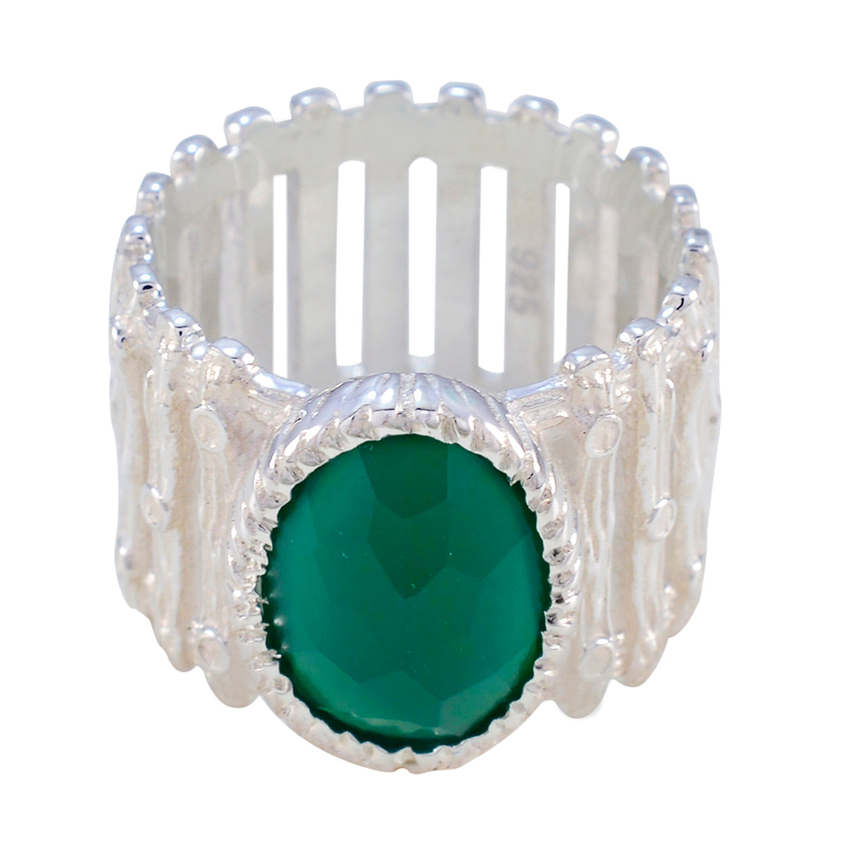 Green Onyx Solitaire African 92.5 Silver Green Gems Edgy Armor Band Jewelry Huvudsaklig produktbild