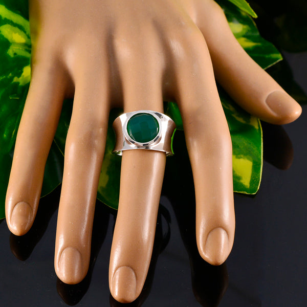 Green Onyx Solitaire Italian 925 Sterling Silver Green Gemstones Edgy Armor Band Jewellery