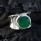 Green Onyx Solitaire Italian 925 Sterling Silver Green Gemstones Edgy Armor Band Jewellery