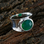Green Onyx Solitaire Italian 925 Sterling Silver Green Gemstones Edgy Armor Band Jewellery