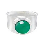 Green Onyx Solitaire Italian 925 Sterling Silver Green Gemstones Edgy Armor Band Jewellery
