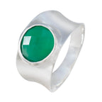 Green Onyx Solitaire Italian 925 Sterling Silver Green Gemstones Edgy Armor Band Jewellery