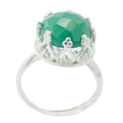 Green Onyx Solitaire Egyptian 92.5 Silver Green Gemstones Classic Art Deco Ring Jewelry