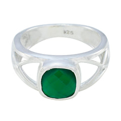 Green Onyx Solitaire French Sterling Silver Green Gemstone Tiny Artisan Ring Jewellery