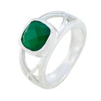 Green Onyx Solitaire French Sterling Silver Green Gemstone Tiny Artisan Ring Jewellery