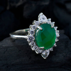 Green Onyx Halo African 925 Sterling Silver Green Gemstone Eye catching Abstract Ring Jewelry