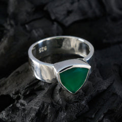 Green Onyx Solitaire Turkish 925 Silver Green Gemstones Eye catching Signet Band Jewellery