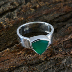 Green Onyx Solitaire Turkish 925 Silver Green Gemstones Eye catching Signet Band Jewellery