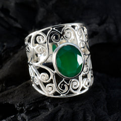 Grüner Onyx Solitär Australischer 925 Silber Grüner Edelstein Vielseitiger Filigraner Ring Schmuck