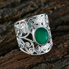 Green Onyx Solitaire Australian 925 Silver Green Gemstone Versatile Filigree  Ring Jewelry