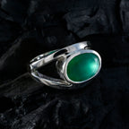 Green Onyx Solitaire Italian 92.5 Silver Green Gemstones Edgy Heritage Ring Jewellery