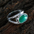 Green Onyx Solitaire Italian 92.5 Silver Green Gemstones Edgy Heritage Ring Jewellery
