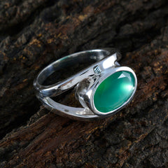 Green Onyx Solitaire Italian 92.5 Silver Green Gemstones Edgy Heritage Ring Jewellery