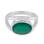 Green Onyx Solitaire Italian 92.5 Silver Green Gemstones Edgy Heritage Ring Jewellery