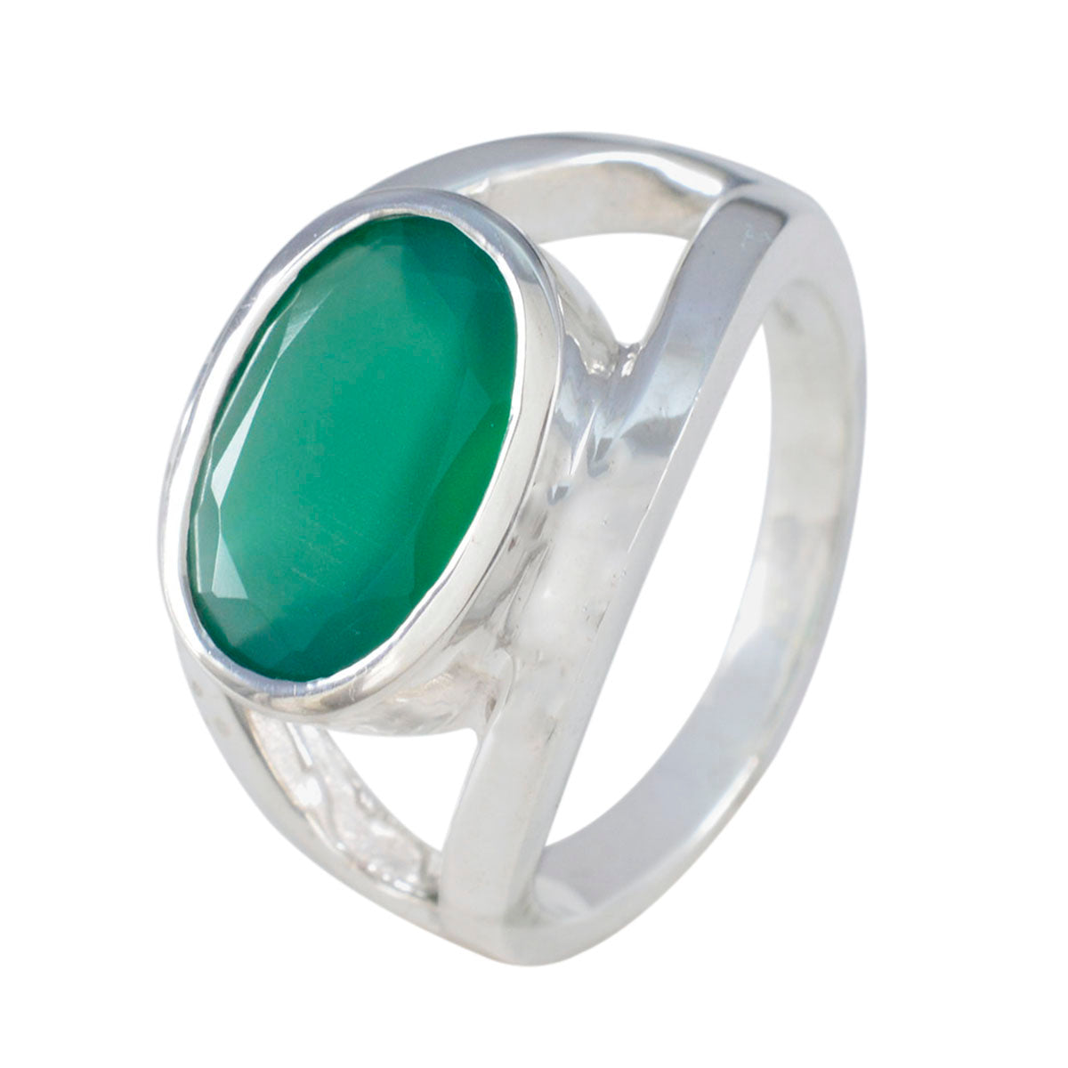 Green Onyx Solitaire Italian 92.5 Silver Green Gemstones Edgy Heritage Ring Jewellery