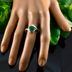 Green Onyx Solitaire Indian Silver Green Gemstone Tiny Modern Ring Jewellery
