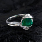 Green Onyx Solitaire Indian Silver Green Gemstone Tiny Modern Ring Jewellery
