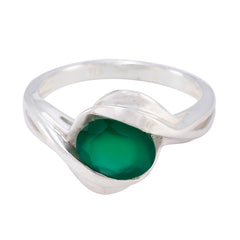 Green Onyx Solitaire Indian Silver Green Gemstone Tiny Modern Ring Jewellery