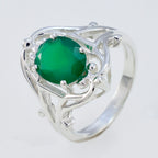 Green Onyx Solitaire Russian 925 Sterling Silver Green Gemstone Tiny Traditional Ring Jewelry