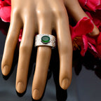 Green Onyx Solitaire Indian 92.5 Silver Green Gems Essential  Art Deco Ring Jewellery