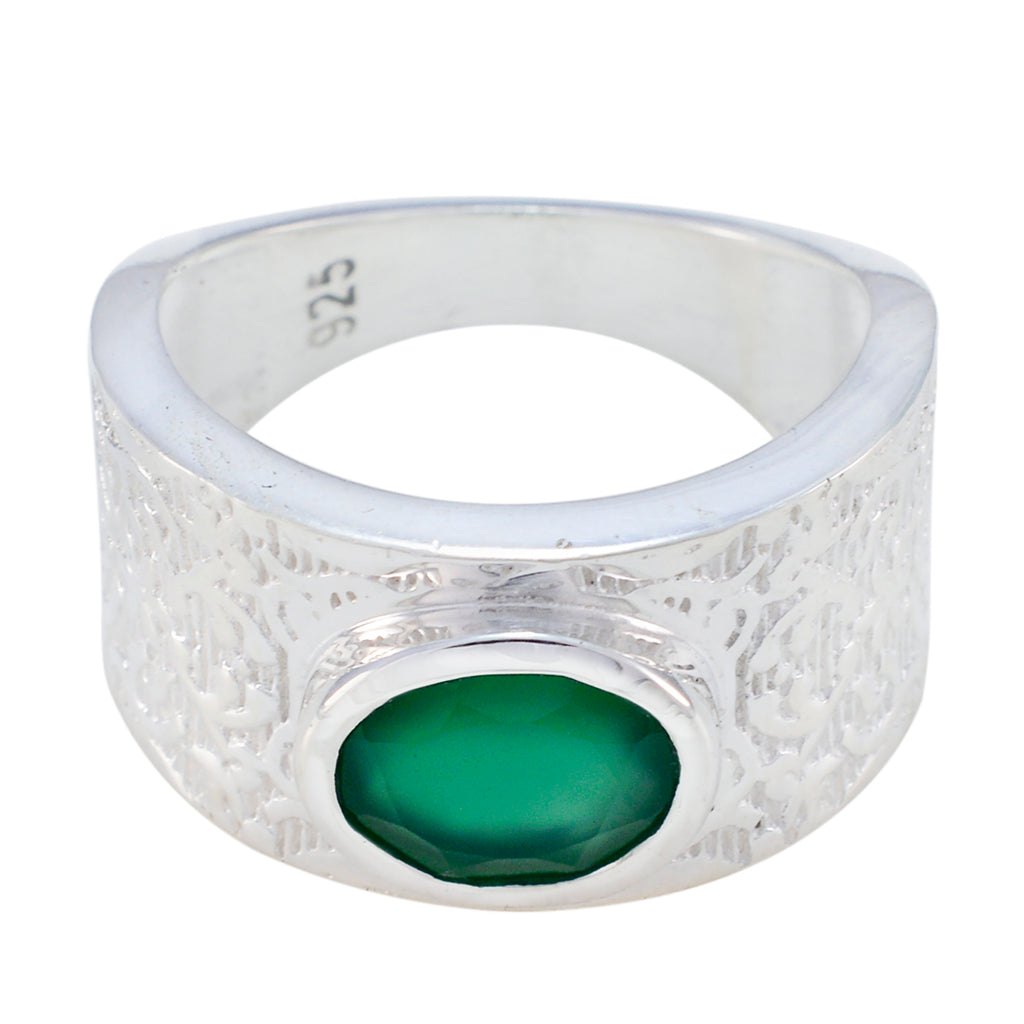 Green Onyx Solitaire Indian 92.5 Silver Green Gems Essential  Art Deco Ring Jewellery