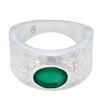 Green Onyx Solitaire Indian 92.5 Silver Green Gems Essential  Art Deco Ring Jewellery