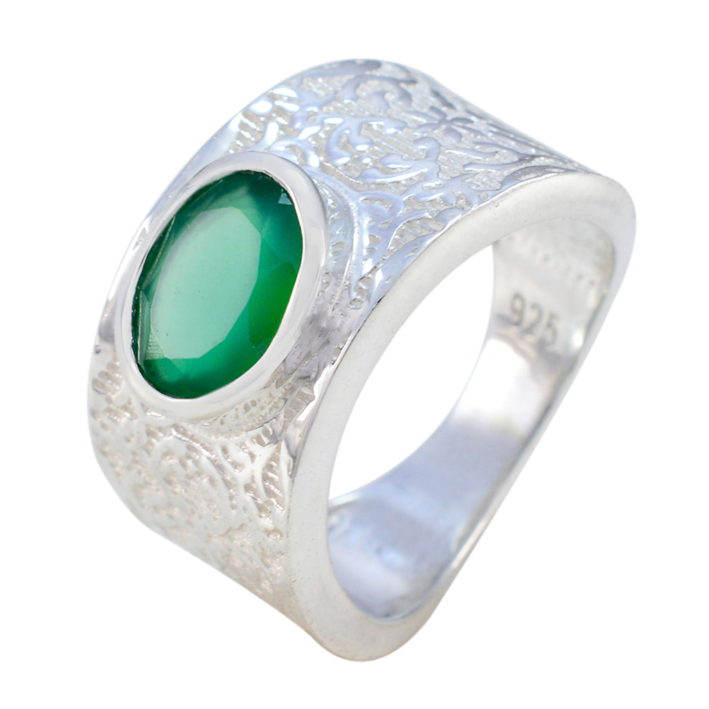 Green Onyx Solitaire Indian 92.5 Silver Green Gems Essential  Art Deco Ring Jewellery