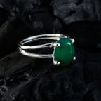 Green Onyx Solitaire Korean 92.5 Silver Green Gemstones Whisper thin Trendy Ring Jewellery