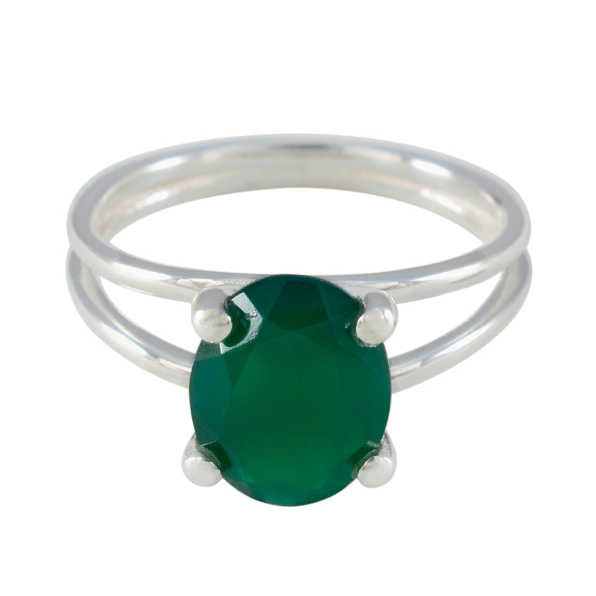 Green Onyx Solitaire Korean 92.5 Silver Green Gemstones Whisper thin Trendy Ring Jewellery Imagen principal del producto