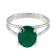 Green Onyx Solitaire Korean 92.5 Silver Green Gemstones Whisper thin Trendy Ring Jewellery
