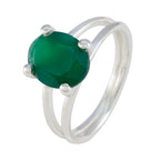 Green Onyx Solitaire Korean 92.5 Silver Green Gemstones Whisper thin Trendy Ring Jewellery
