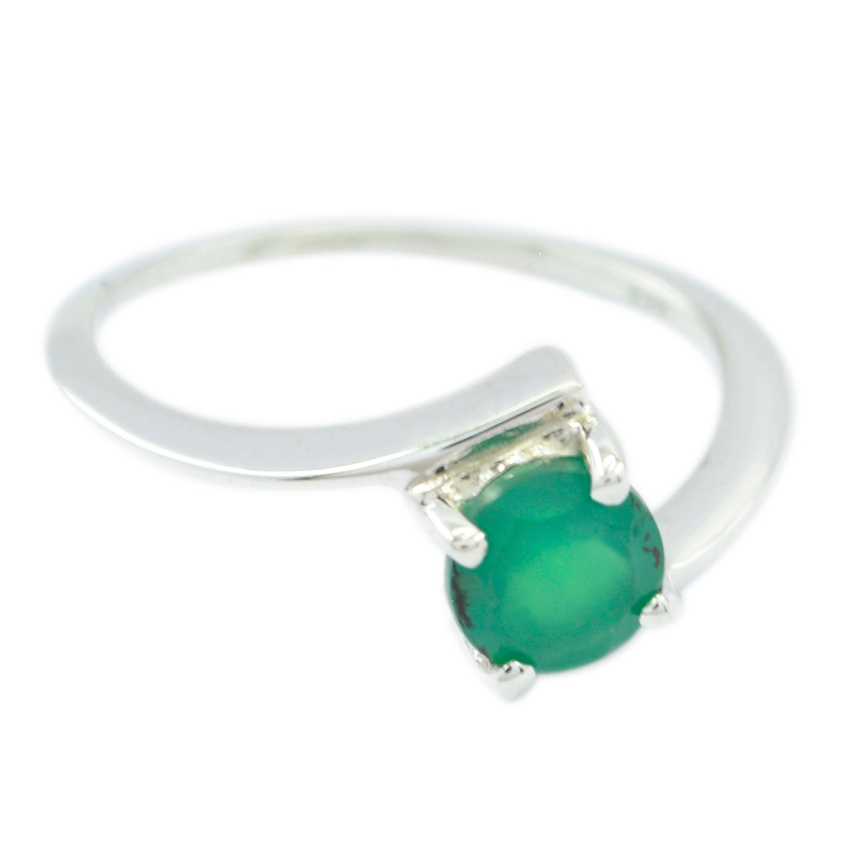 Green Onyx Solitaire American 925 Silver Green Gems Dainty Luxurious Ring Jewellery