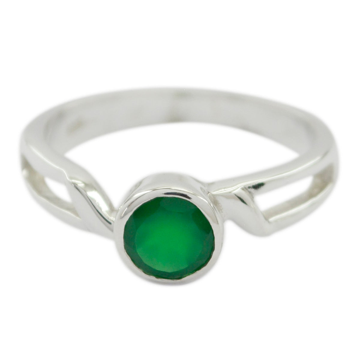 Green Onyx Solitaire Korean Silver Green Gemstones Whisper thin Romantic Ring Jewelry Main image