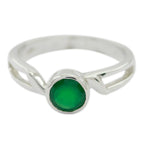 Green Onyx Solitaire Korean Silver Green Gemstones Whisper thin Romantic Ring Jewelry