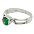 Green Onyx Solitaire Korean Silver Green Gemstones Whisper thin Romantic Ring Jewelry