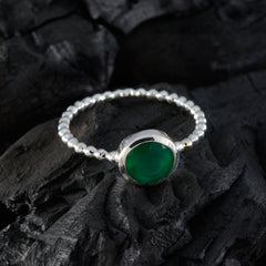 Green Onyx Solitaire American 925 Silver Green Gemstone Delicate Twist Ring Jewellery
