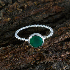 Green Onyx Solitaire American 925 Silver Green Gemstone Delicate Twist Ring Jewellery