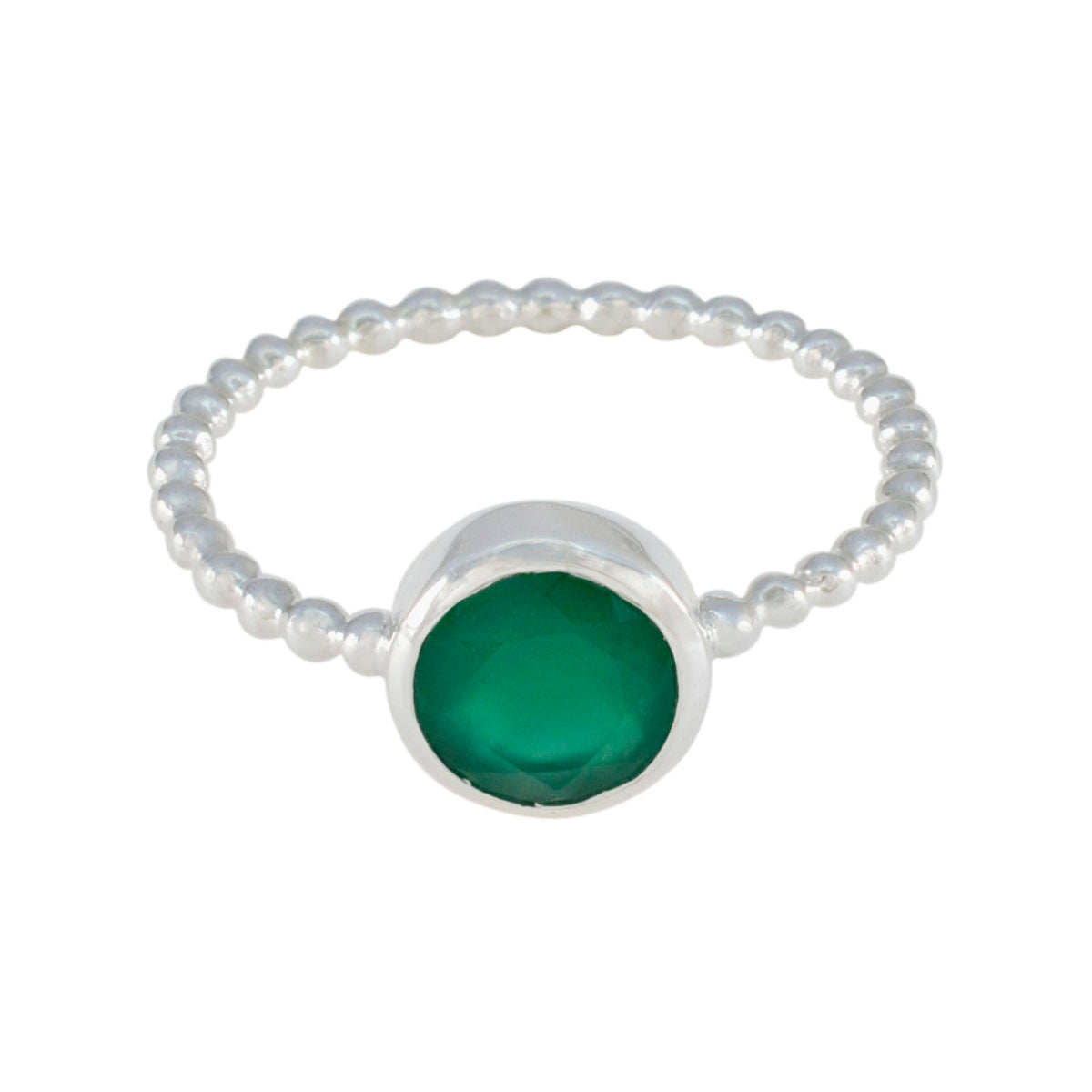 Green Onyx Solitaire American 925 Silver Green Gemstone Delicate Twist Ring Jewellery