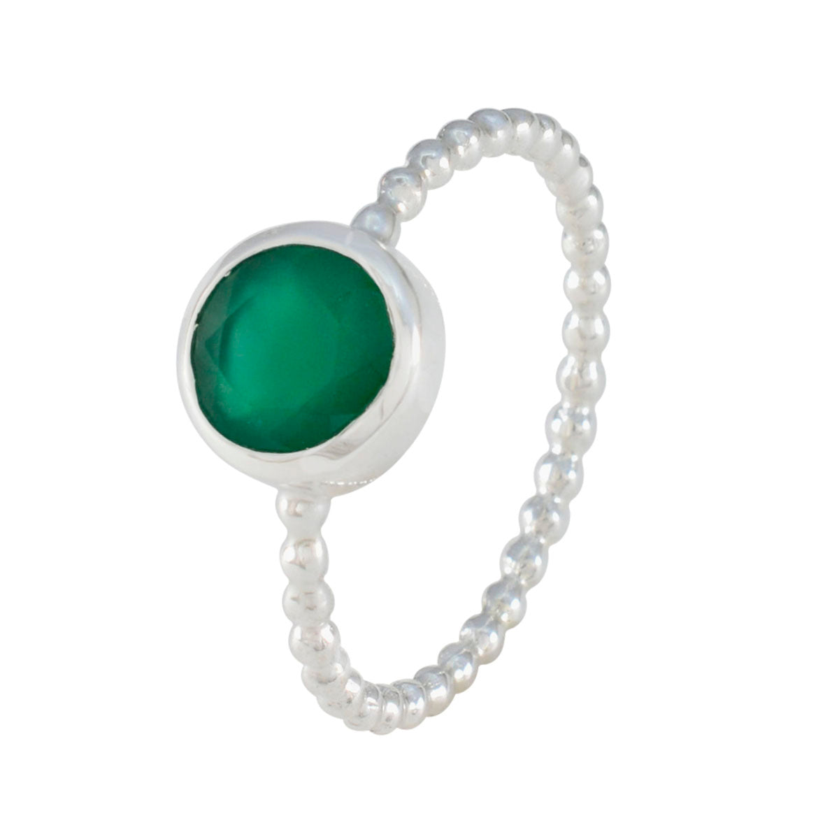 Green Onyx Solitaire American 925 Silver Green Gemstone Delicate Twist Ring Jewellery
