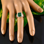 Green Onyx Solitaire Indian 925 Sterling Silver Green Gemstones Eye catching Trendy Ring Jewellery