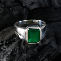 Green Onyx Solitaire Indian 925 Sterling Silver Green Gemstones Eye catching Trendy Ring Jewellery