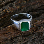 Green Onyx Solitaire Indian 925 Sterling Silver Green Gemstones Eye catching Trendy Ring Jewellery