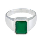 Green Onyx Solitaire Indian 925 Sterling Silver Green Gemstones Eye catching Trendy Ring Jewellery