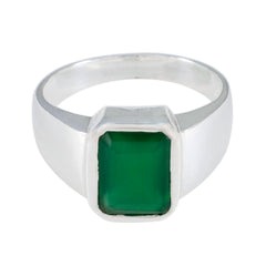 Green Onyx Solitaire Indian 925 Sterling Silver Green Gemstones Eye catching Trendy Ring Jewellery