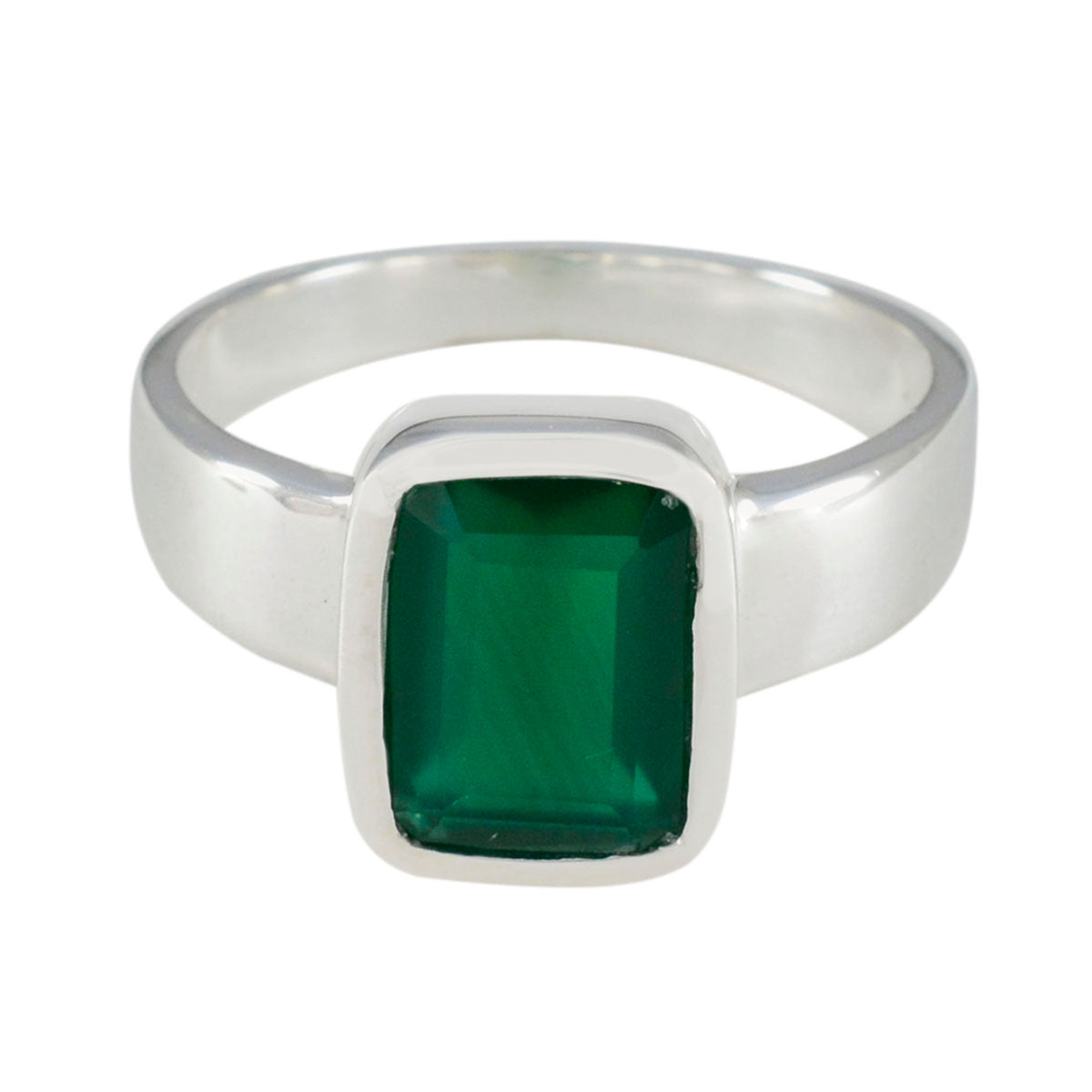 Green Onyx Solitaire African 925 Silver Green Gemstones Slim Romantic Ring Jewelry