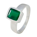 Green Onyx Solitaire African 925 Silver Green Gemstones Slim Romantic Ring Jewelry