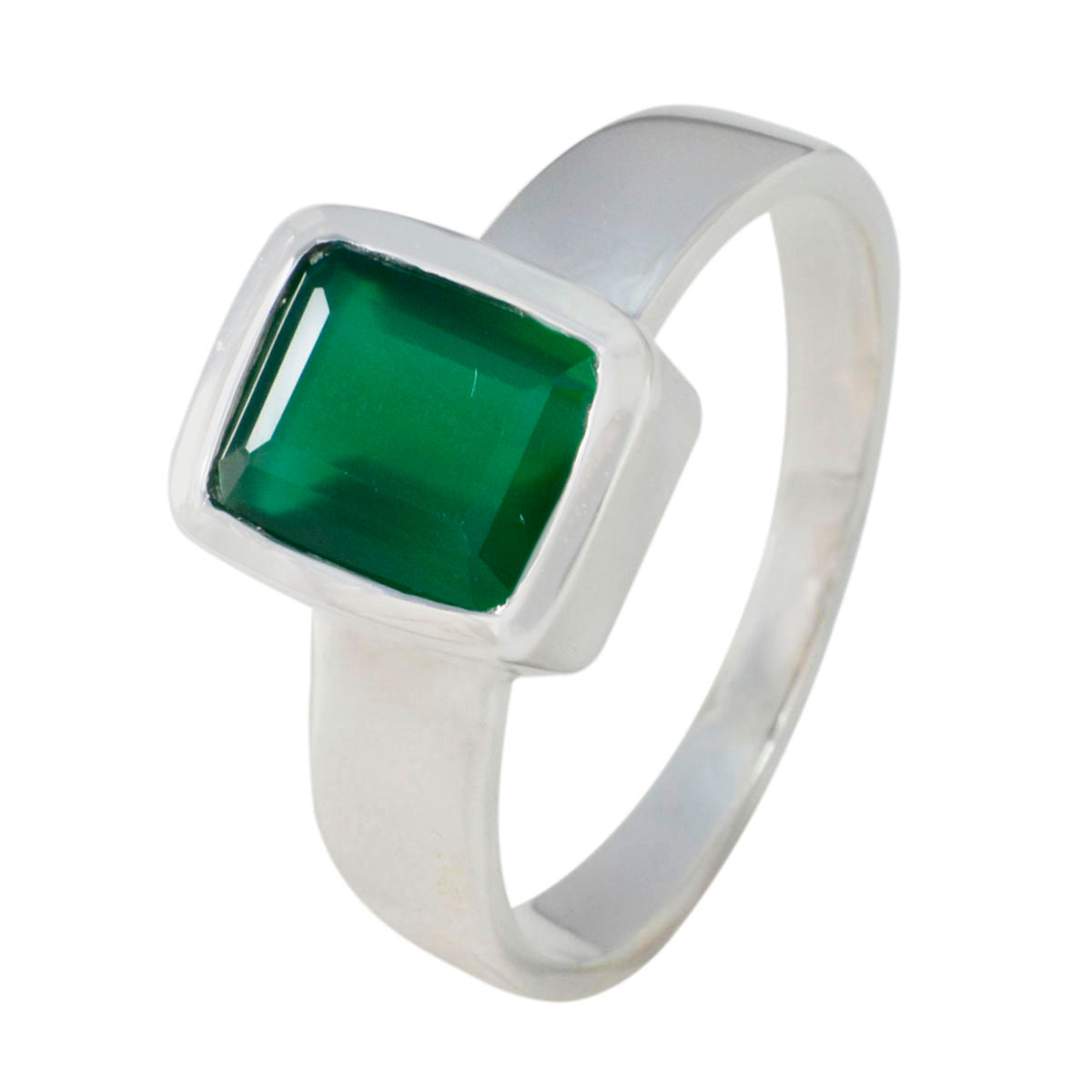 Green Onyx Solitaire African 925 Silver Green Gemstones Slim Romantic Ring Jewelry