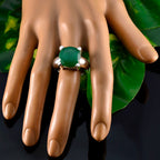 Green Onyx Solitaire Italian 925 Silver Green Gemstone Chunky antique Ring Jewelry